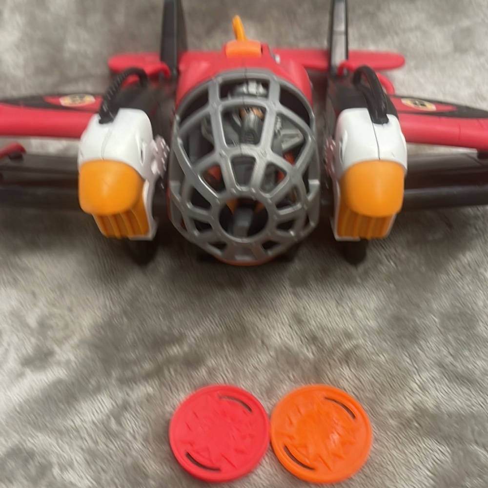 Imaginext Fisher-Price Sky Racers Twin Eagle Plane With Pilot/Flight Suit/Discs - Picture 4 of 14